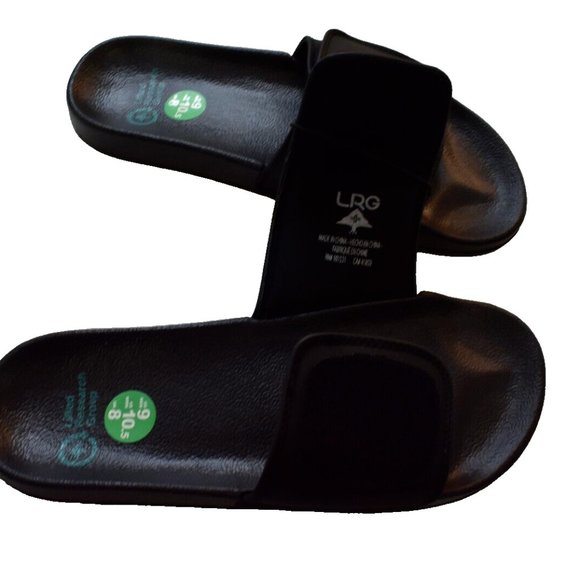 Lifted Research Group LRG Mens Stacked Rasta Logo Black Slide Sandals New 9 - Picture 5 of 7
